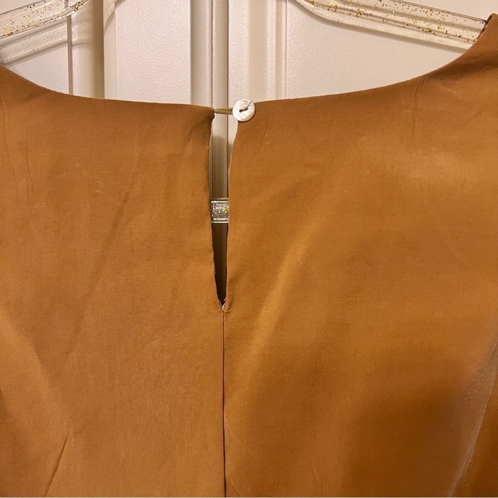 Listicle Cinched Elastic Waist & Side Tie Bow Rayon Dress in Brown, Medium - Picture 10 of 10